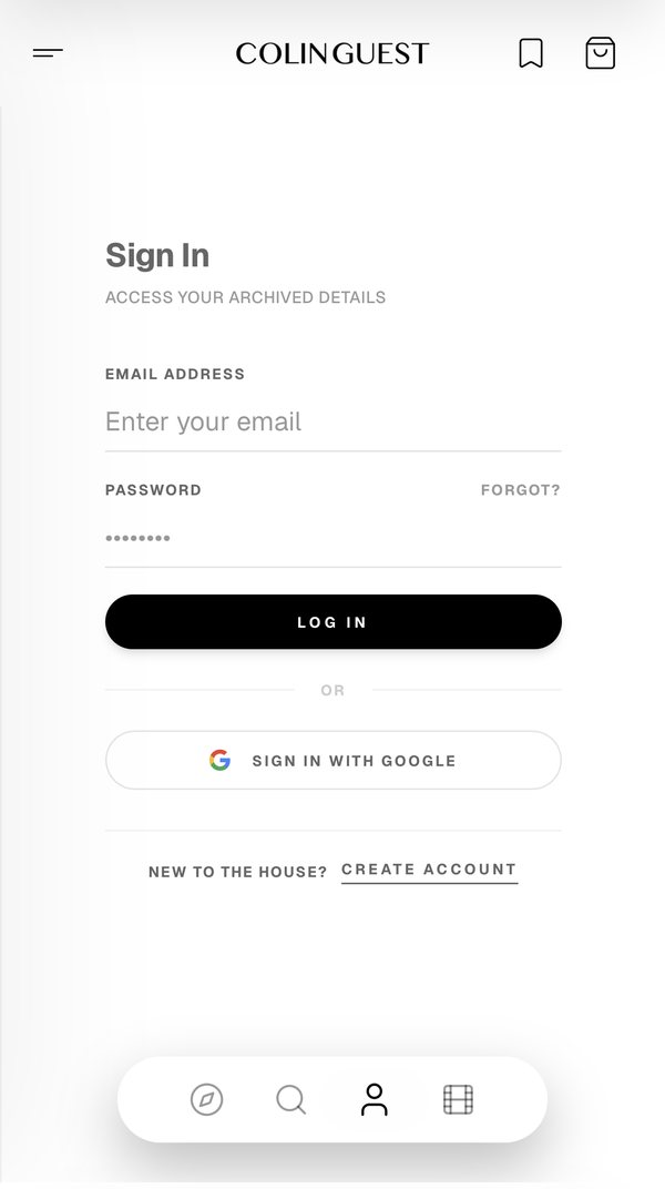Colin Guest on mobile: Sign in with Google