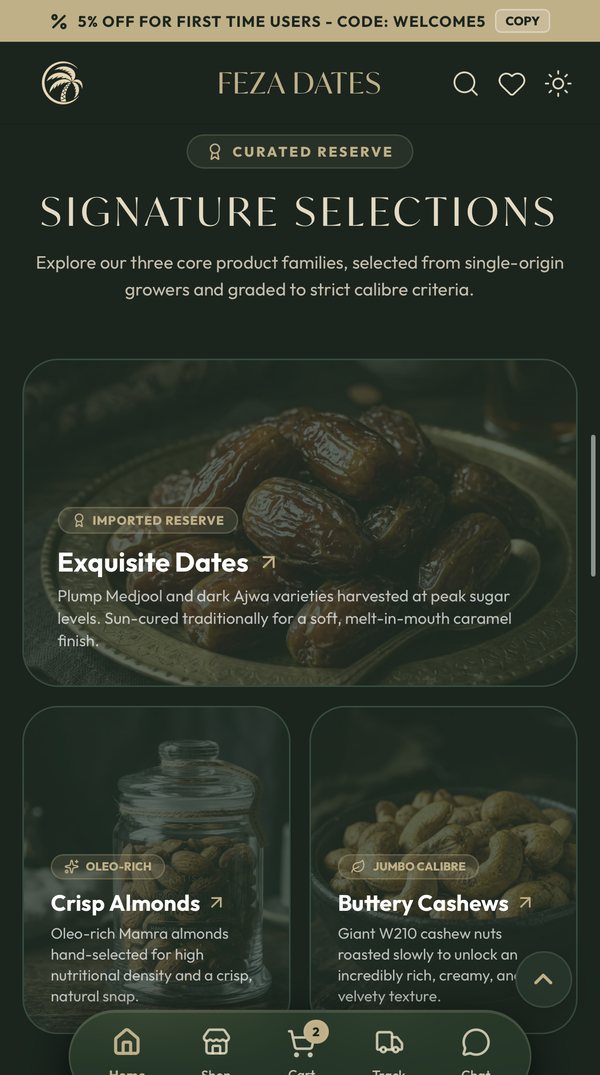 Feza Dates on mobile: Signature Selections