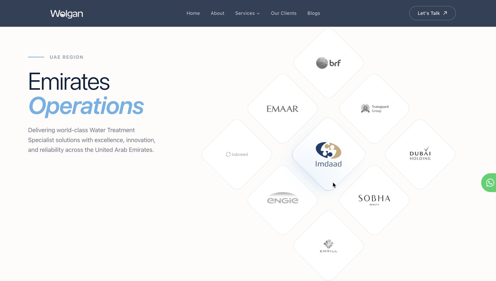 Wolgan clients page: UAE region